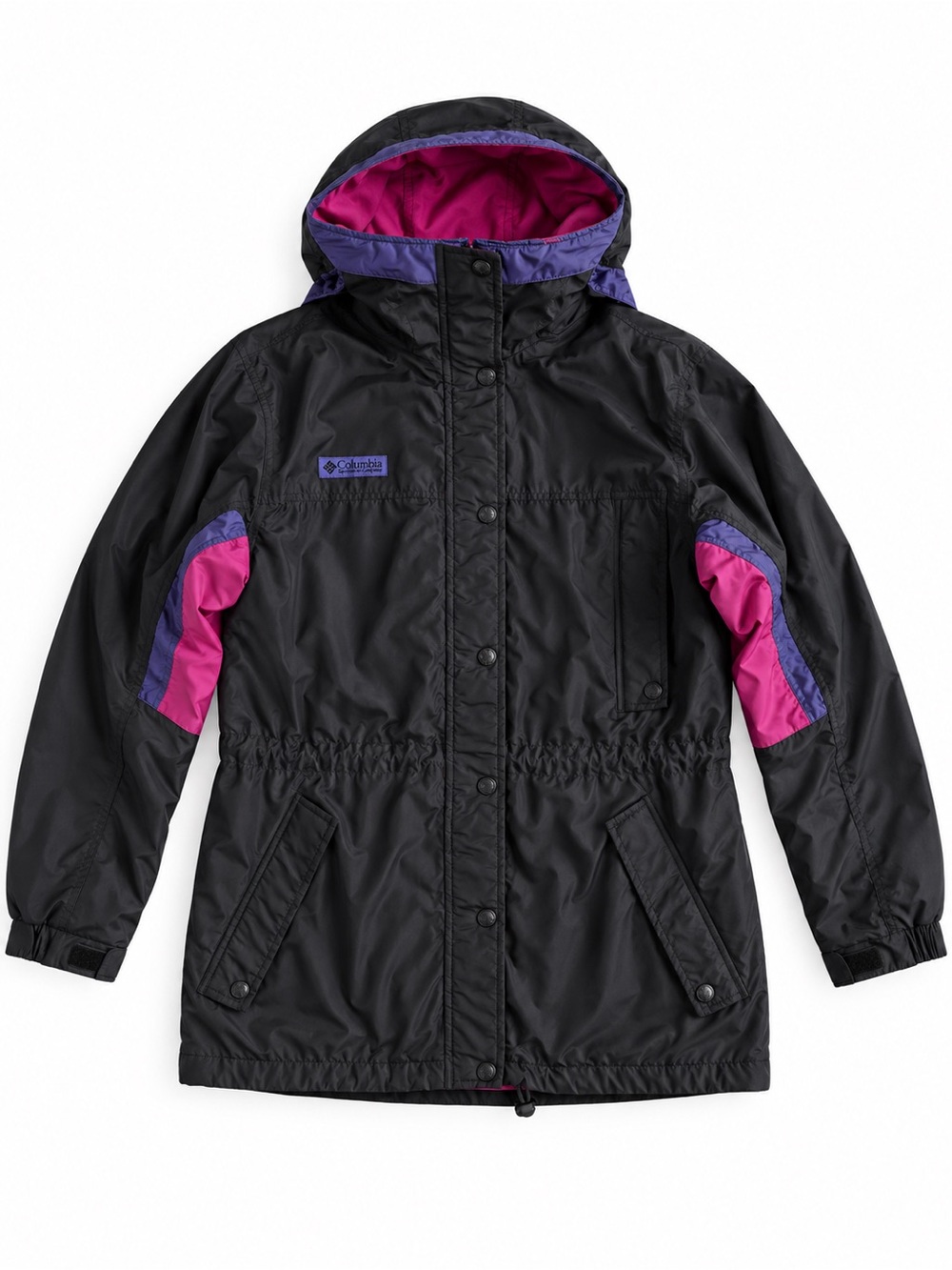 Columbia Vintage Y2K Hooded Parka Ski Jacket Black Magenta XL